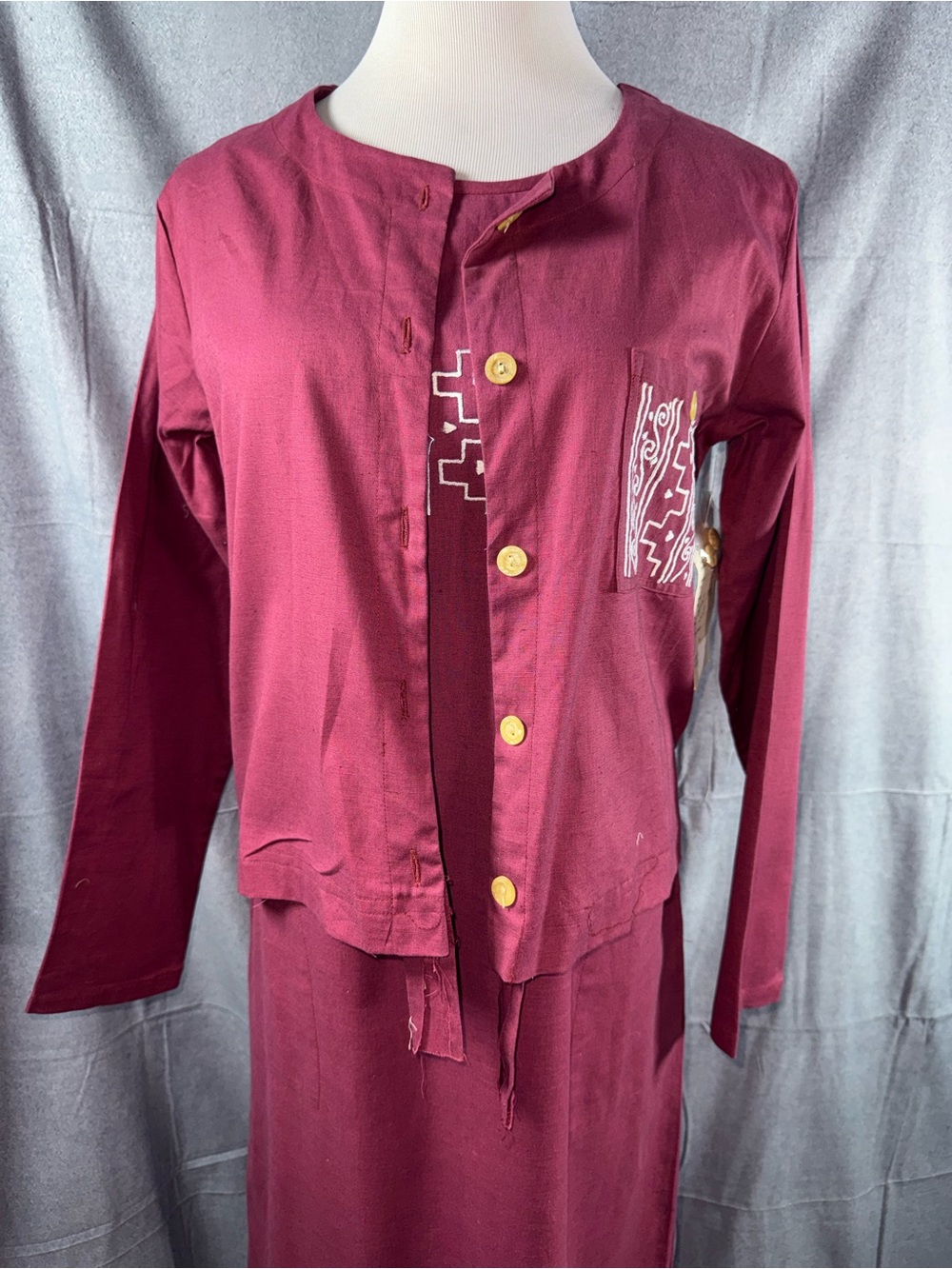 2452-Vintage Caribbean Pacific Women’s Maroon Dress With Blazer